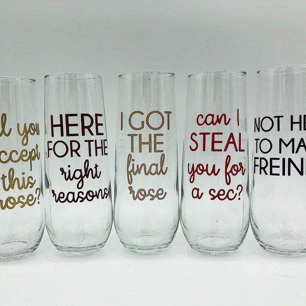 Bachelor Themed Champagne Flutes / Bachelorette Themed Champagne Flutes / The Bachelor Themed Party /The Bachelor Watch Party / The Bachelor