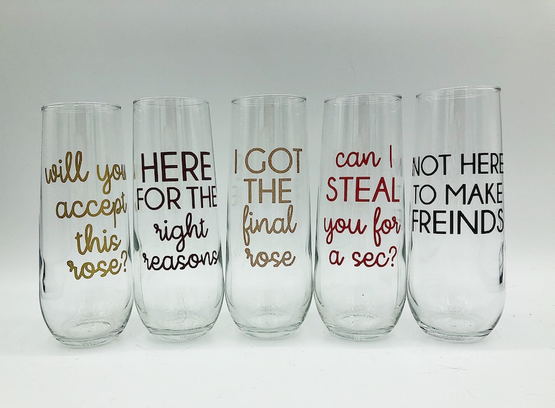 Bachelor Themed Champagne Flutes / Bachelorette Themed Champagne Flutes / The Bachelor Themed Party /The Bachelor Watch Party / The Bachelor image 1