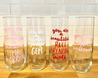 Leslie Knope inspiró flautas de champán y copas de vino / Regalos del día de Galentine / Leslie Knope complementa la copa / los favores de fiesta del día de Galentine