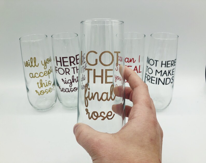 Bachelor Themed Champagne Flutes / Bachelorette Themed Champagne Flutes / The Bachelor Themed Party /The Bachelor Watch Party / The Bachelor image 2