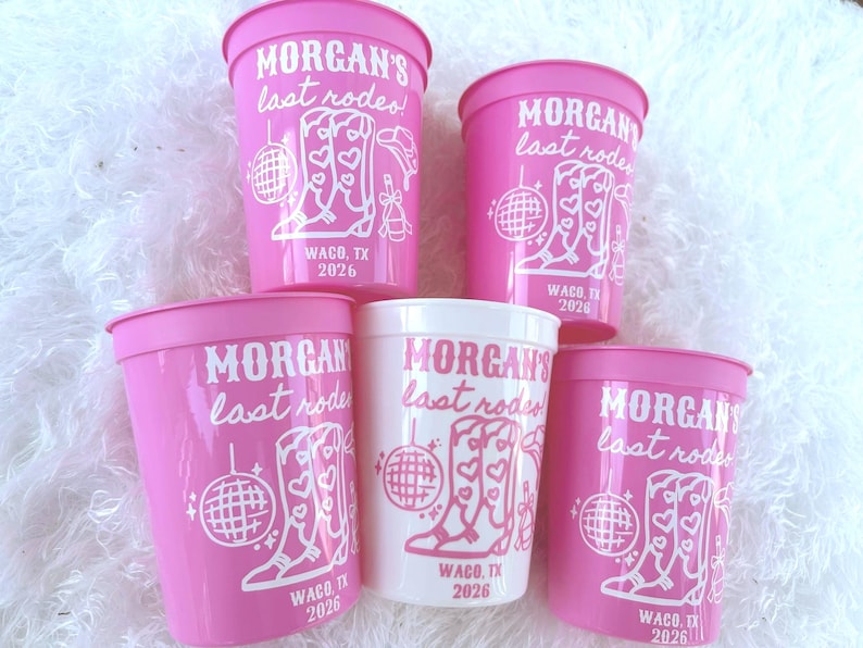 Last Rodeo Bachelorette Party Cups: Western Disco Nashville Theme / 16 oz Stadium Cups image 2