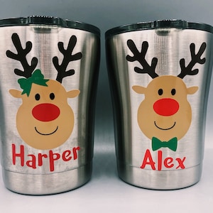 Reindeer Kids Cups / Christmas Kids Cups / Personalized Christmas Cups / Reindeer Tumbler / Kids Christmas Tumbler / Reindeer Mug