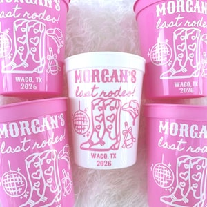 Last Rodeo Bachelorette Party Cups: Western Disco Nashville Theme / 16 oz Stadium Cups image 1
