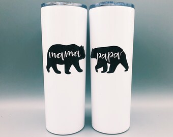 Mama Bear Papa Bear Tumbler Set / Mama Bear Mug / Papa Bear Mug / New Parents Gift / New Baby Gift / Mom Tumbler / Dad Tumbler
