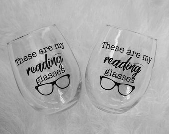 Book Club Wine Glasses / There are My Reading Glasses / Book lover gift / Book club Idea / Book Club Gift