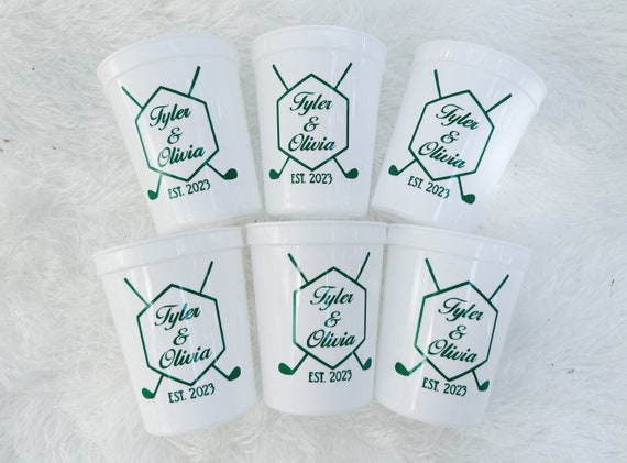 Personalized Golf Wedding Shower Cups: Country Club Theme