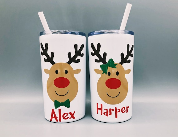 Reindeer Kids Cups / Christmas Kids Cups / Personalized Christmas Cups /  Reindeer Tumbler / Kids Christmas Tumbler / Reindeer Mug / Kids Cup