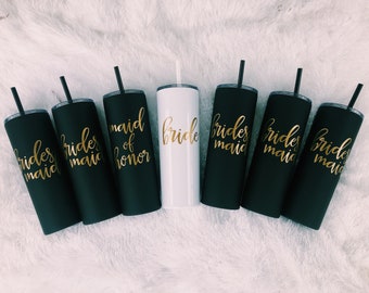 Bridal Party Tumblers / Custom Bridal Tumblers / Bridal Party Gifts / Bridesmaid Tumblers / Maid of Honor Tumbler / Bridesmaid Proposal