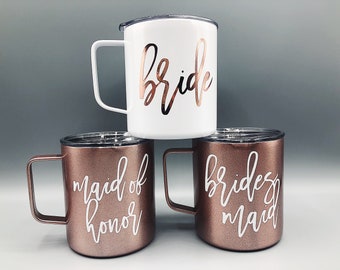 Bridal Party Mugs / Bride Mug / Bridesmaid Mugs /Maid of honor mug / Matron of Honor Mug / Personalized Bridesmaid Gift / Personalized Bride