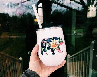 Mama Bear Wine Tumbler / Mama Bear Tumbler / Mothers Day Wine Tumbler / Regalo personalizado para mamá / Vaso para el Día de la Madre