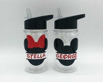 Botella de agua personalizada de Mickey/Minnie Mouse, vaso Disney para niños