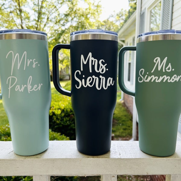 Vaso personalizado para profesores: taza de acero inoxidable de 40 oz con asa