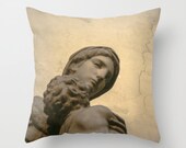 Throw Pillow with Golden Renaissance Art Photography Print in sizes 16"x 16", 18"x18" or 20"X20", Indoor and Outdoor fabric, Christmas Gifts