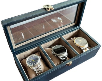 Corporate Gifts for Employees, 3 Slots Watch Box, Husband Gift, Watch Box for Men, Wedding gift, Best Man Gift, Watch Case, Boyfriend Gift