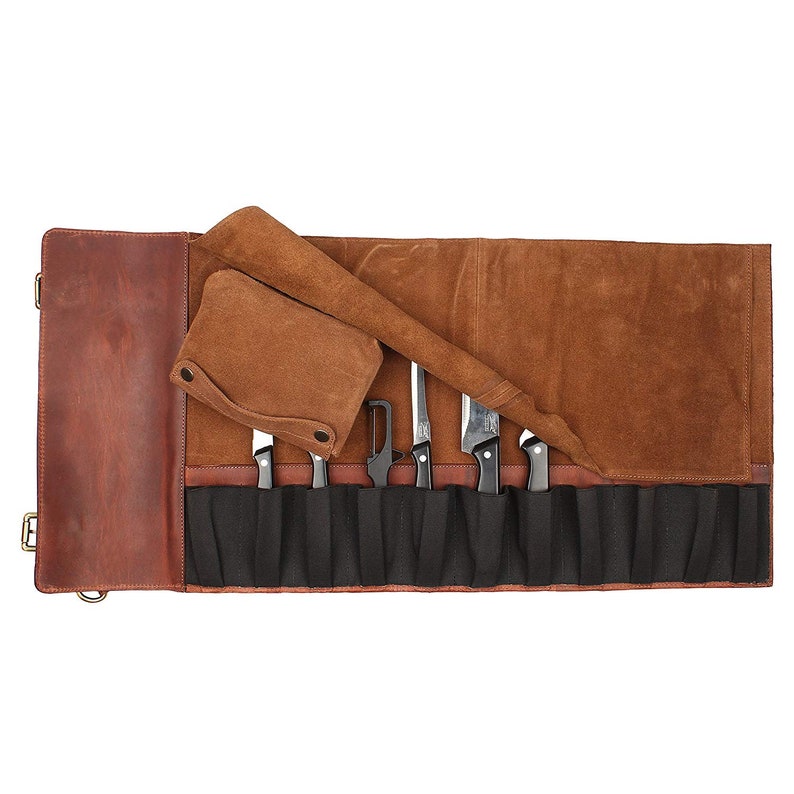 Leather Knife Roll Chef Knife Case Chef Knife Roll Chef Bag Etsy