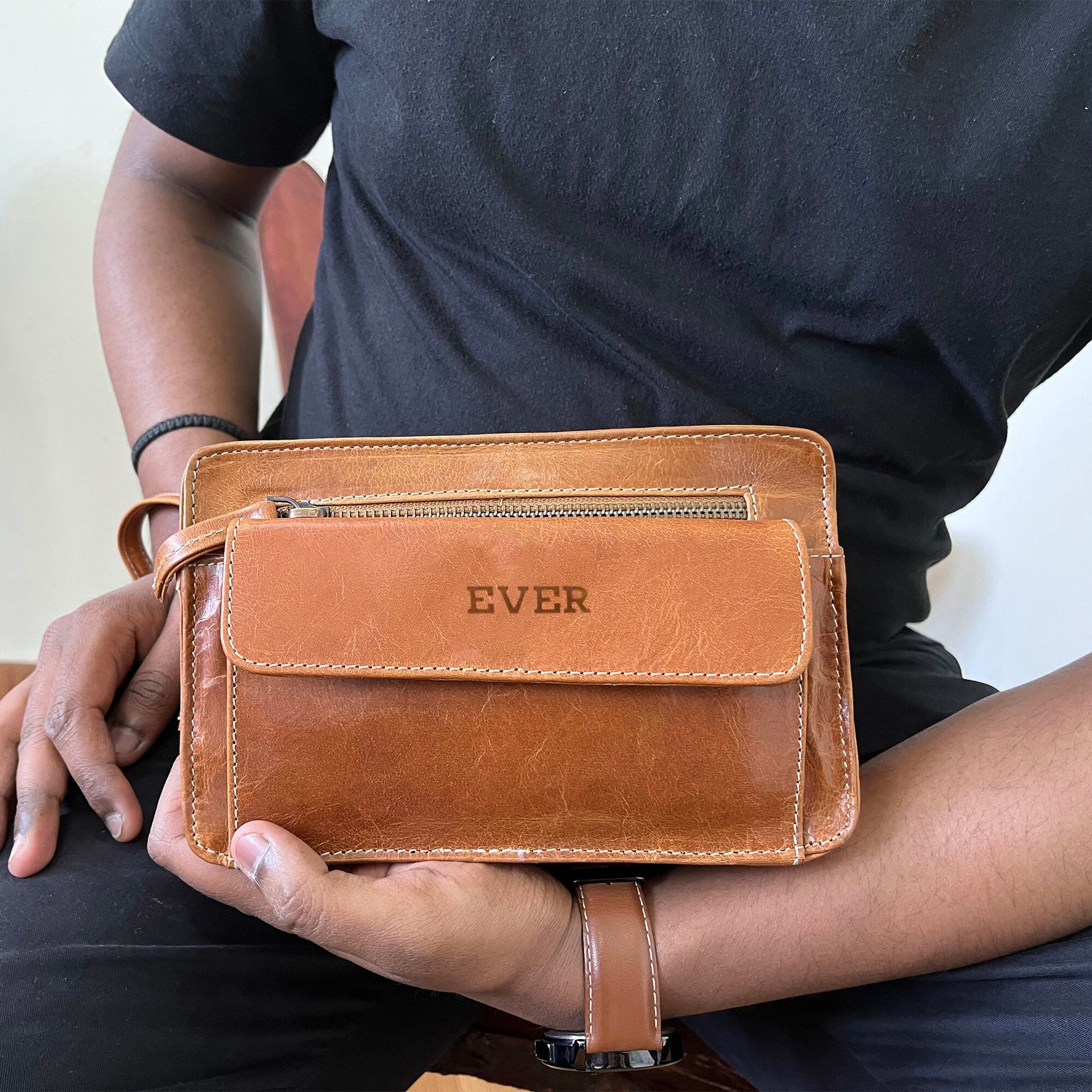 Cool Brown Black Leather Men's Clutch Bag Clutch Purse Business Handba –  imessengerbags