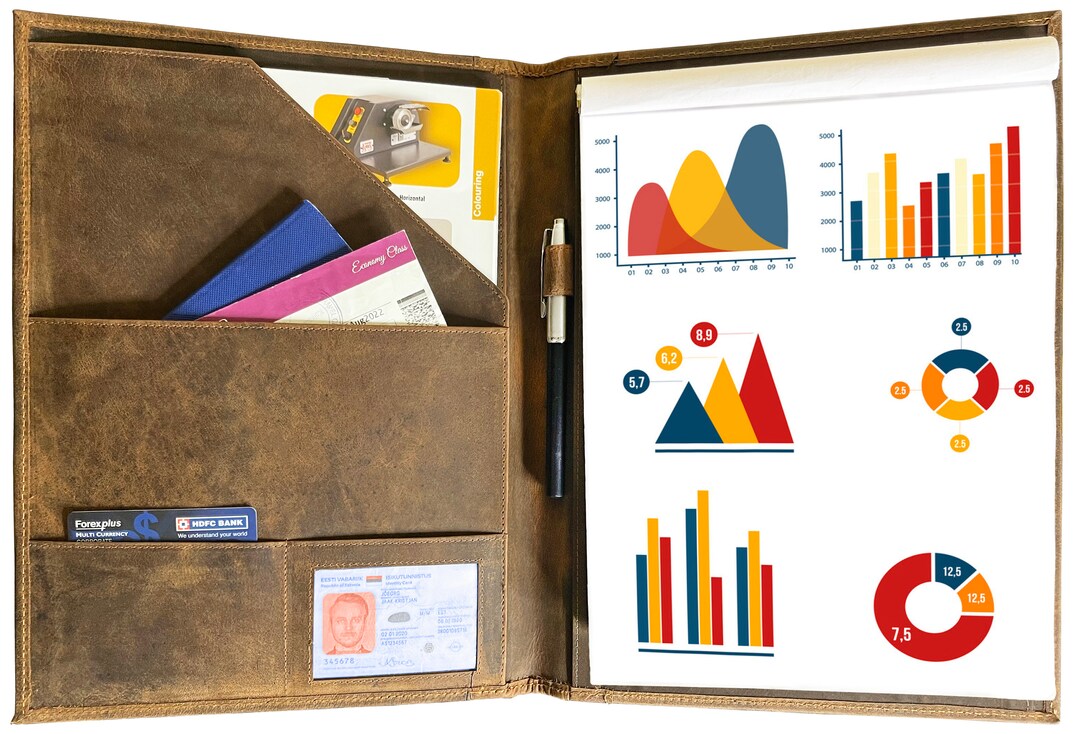 Leather Padfolio Resume Portfolio File Folder Interview/legal Document ...