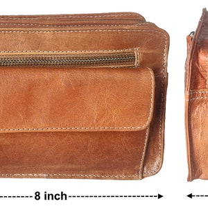 Leather Men's Clutch Bag Handbag Organizer Leather Hand Pouch Toiletry Bag travel compact men women sale Dopp Kit Travel Kit, Wrist Bag zdjęcie 3