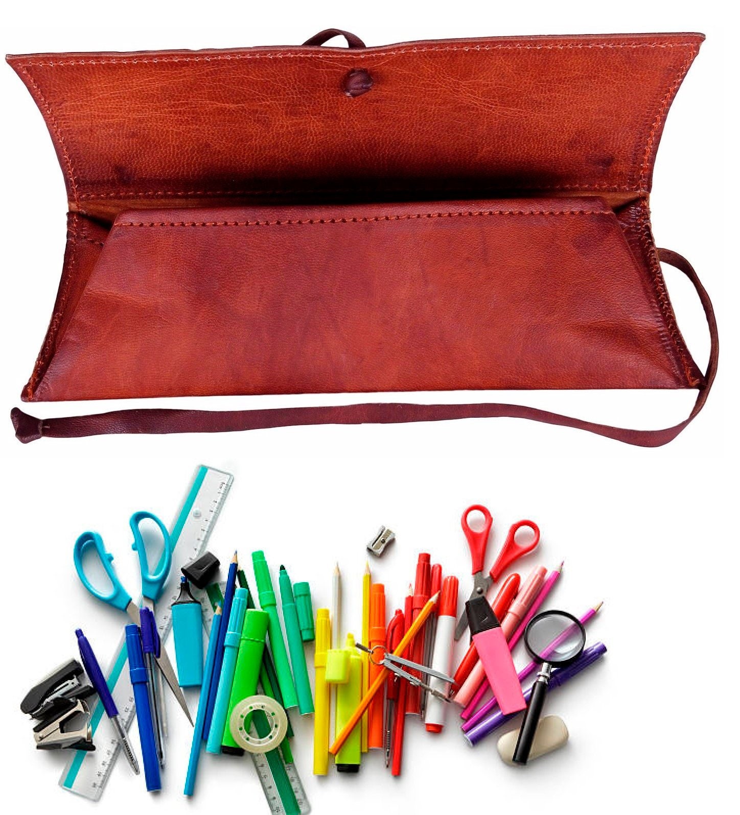 Leather pencil case Leather pencil pouch Leather pen case Etsy