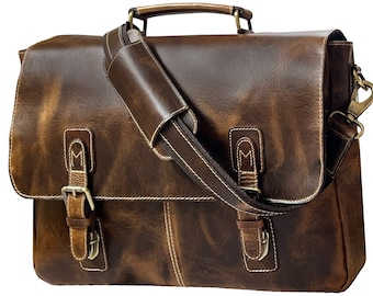 Leather Satchel Tan Briefcase Messenger Bag Laptop Bag Shoulder Bag For Women Gift For Men Office Bag Work Briefcase Rustic Large Satchel