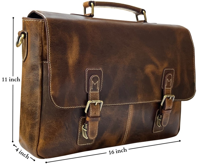 Leather Satchel Tan Briefcase Messenger Bag Laptop Bag Shoulder Bag For Women Gift For Men Office Bag Work Briefcase Rustic Large Satchel image 2