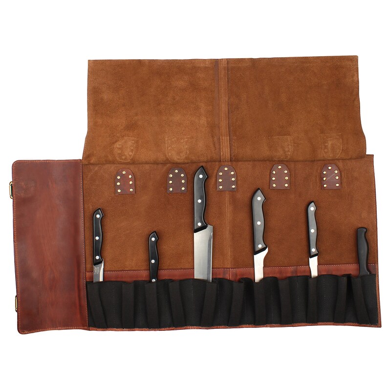 Leather Knife Roll Chef Knife Case Chef Knife Roll Chef Bag Etsy