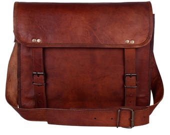 Leather Messenger Bag Vintage Crossbody Office Business Bag Messenger Bag 15" Gift Men Women  Anniversary Gift for Him Boyfriend