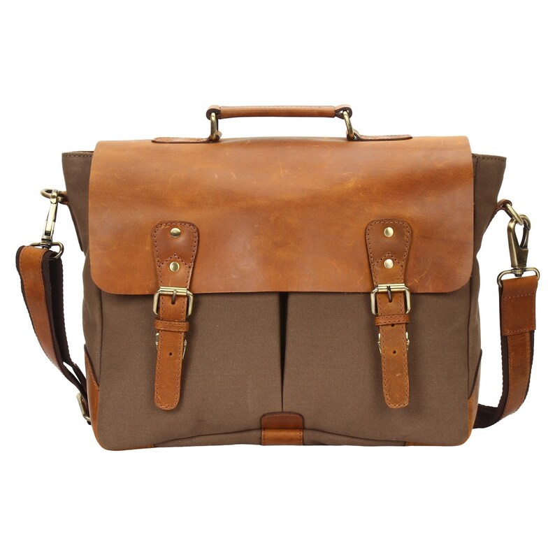 Vintage Leather Messenger Bag 15 Inch Laptop Satchel Crossbody Shoulder bag