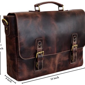 Leather Satchel Tan Briefcase Messenger Bag Laptop Bag Shoulder Bag For Women Gift For Men Office Bag Work Briefcase Rustic Large Satchel image 10