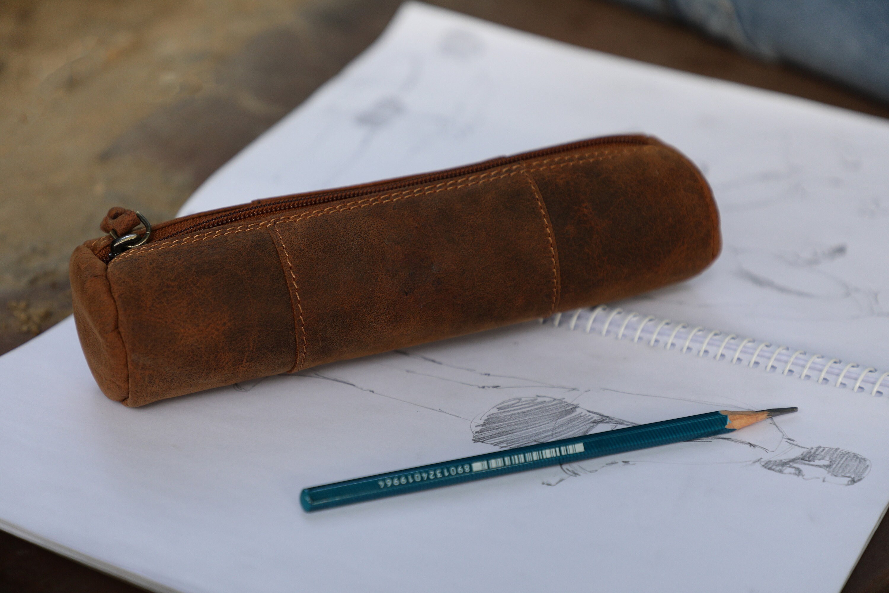 Leather pencil holder Leather pen holder Leather pencil Etsy
