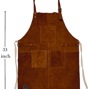 Leather Workshop Apron with Pockets, Custom, Personalized Bar Apron, Embroidered Kitchen Apron, Barbeque Apron Gifts for Dad Gifts for Him image 8