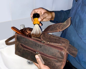 Leather mens toiletry bag - Makeup Bag shaving bags for men leather travel toiletries toiletry bag Travel Gifts for her Mother's Day gift