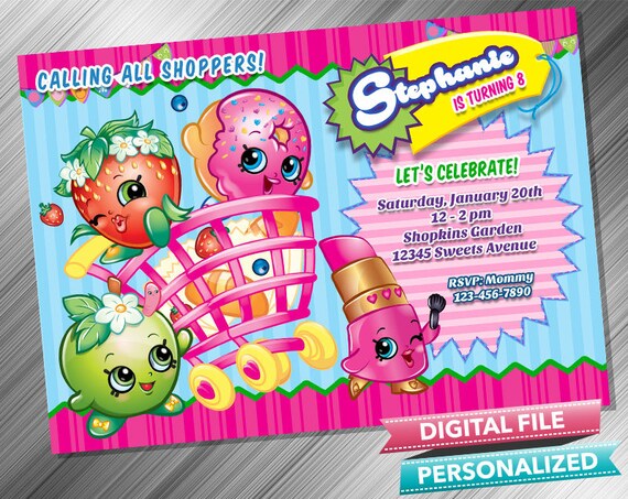 Shopkins Invitation Shopkins Birthday Invitation Shopkins Etsy