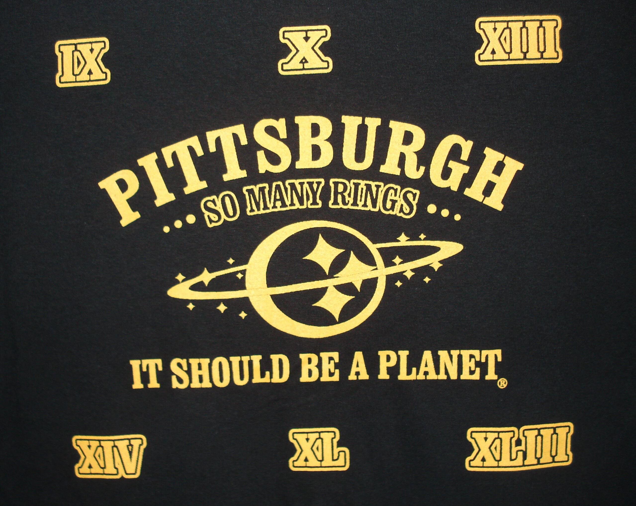 ShirtOasis Pittsburgh Football So Many Rings It Should Be A Planet Youth and Adult T-Shirt Size Youth Small-Adult 6XL Pittsburgh Black & Gold New!