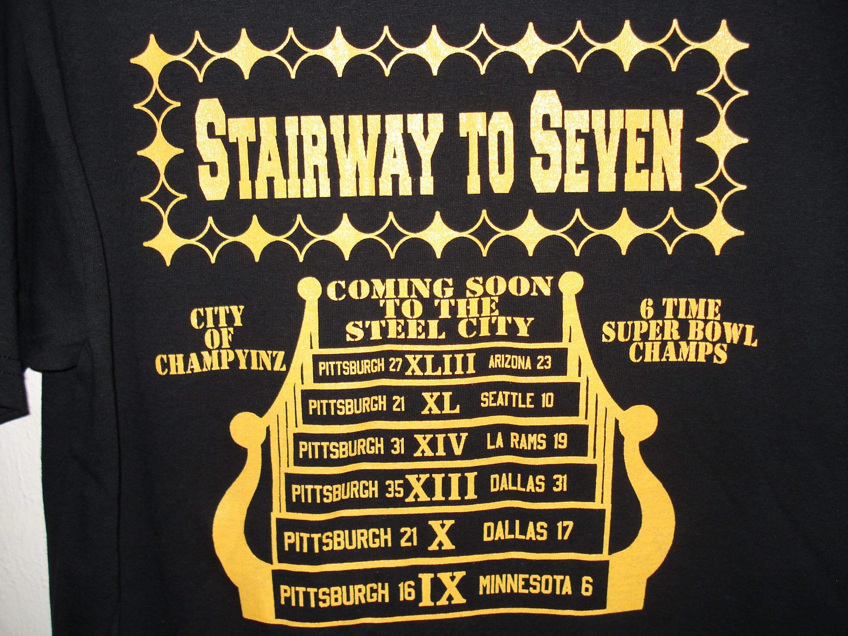Pittsburgh Football Stairway to Seven T shirt Size Adult S 6XL Pittsburgh Steelers Football Super Bowl Champions Black Gold New Etsy