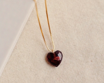 Charlotte Garnet Heart Necklace
