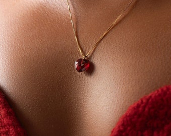 Charlotte Garnet Heart Necklace