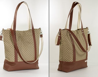 Ledertasche/Shopper Annik - Punkte dunkelbeige