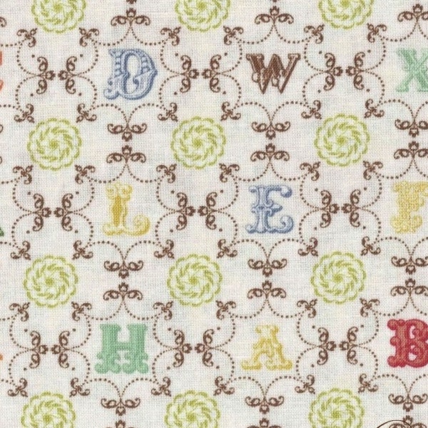 Stoff Baumwolle / Dekostoff / Patchworkstoff Buchstaben von Moda Fabrics