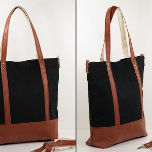 Ledertasche/Shopper Annik Leder Canvas schwarz Bild 1