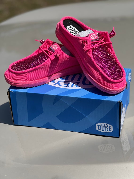 hey dudes electric pink slides