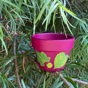 Leaf Prints on Magenta Potter