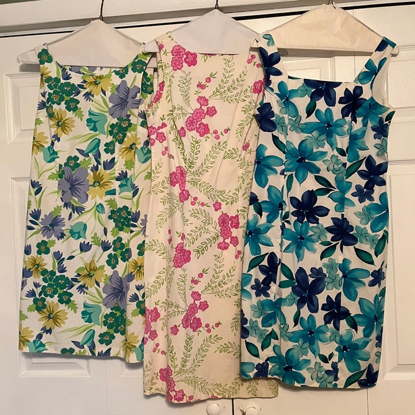 Vintage Summer Women’s Dresses. Lot of 3. Cotton and Spandex. Made in USA