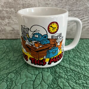 Vintage Smurf bless This Mess Coffee Cup/mug. 1982 Wallace Berrie & Co.  Inc. - Etsy