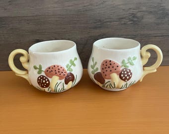 Vintage ARNEL Mushroom Mugs/Cups. Set Of 2. 1970’s