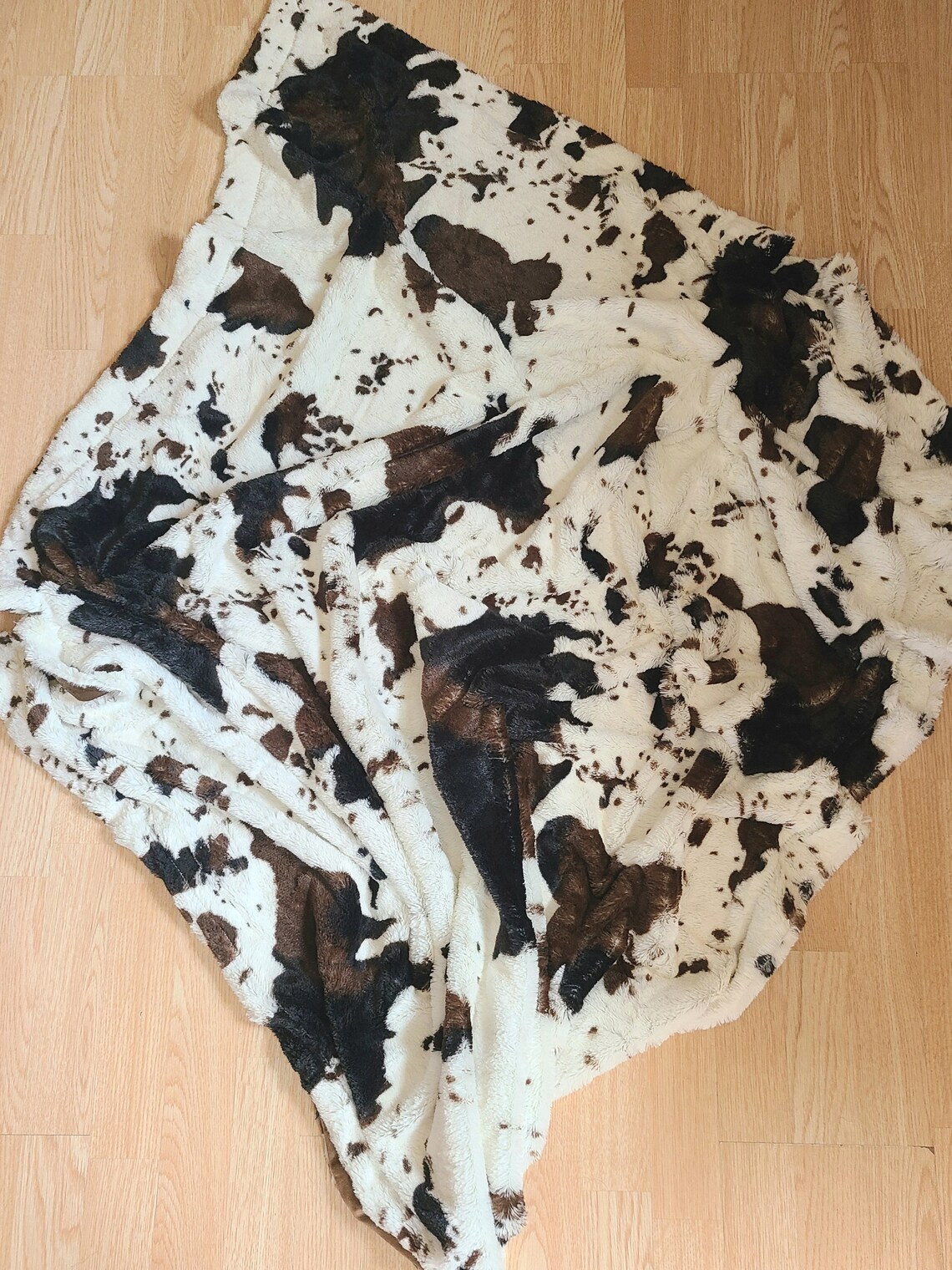 Adult Super Soft Tricolor Cow Print Throw Blanket Etsy UK