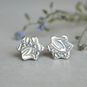 sterling silver stud earrings,sterling silver studs,handmade silver studs,sterling silver earrings,handmade earrings,flower studs image 1