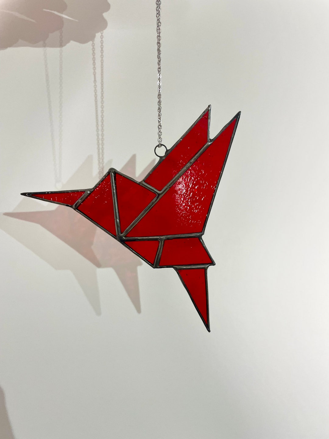 Stained Glass Origami Suncatcher,stained Glass Humming Bird,stained Glass Decoration,window