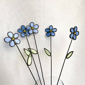 Forget me not bouquet,set of 5 stems,stained glass flowers,everlasting flowers,stained glass forget me not,flowers plant stake