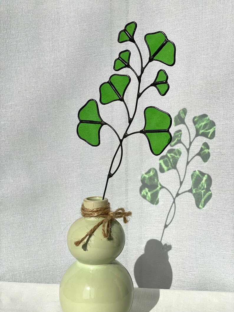 Stained Glass GINKGO Bilobagingko Stem,gift for Her,gingko Home Decor